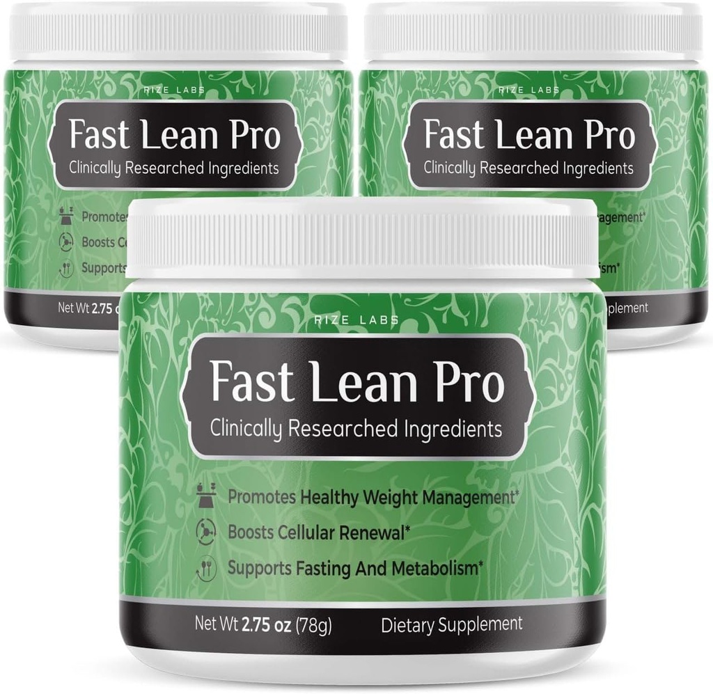 Rise Labs Fast Lean Pro, Offisiell Fast Lean Pro Advanced Formula Supplement Anmeldelser, FastLeanPro Hydration BCAA Drikkekapsler i en Jar, Lett å Scoop og smaker Flott (90 Serveringer) (Pack of 3)