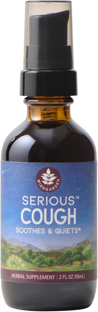 WishGarden Herbs - Alvorlig Cough, Organisk Herbal Cough Supplement, Sotter og beroligende vanlige Throat og Bronchial Irritation (2 Ounce Pump)