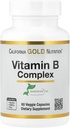 California Gold Nutrition Vitamin B Complex, Thiamin B1, Riboflavin B2, Niacin B3, Pyridoxin B6, Biotin B7, Pantotensyre B5 og Pro Folate B9, Glutenfri, Ikke GMO, 60 Veggie Kapsler