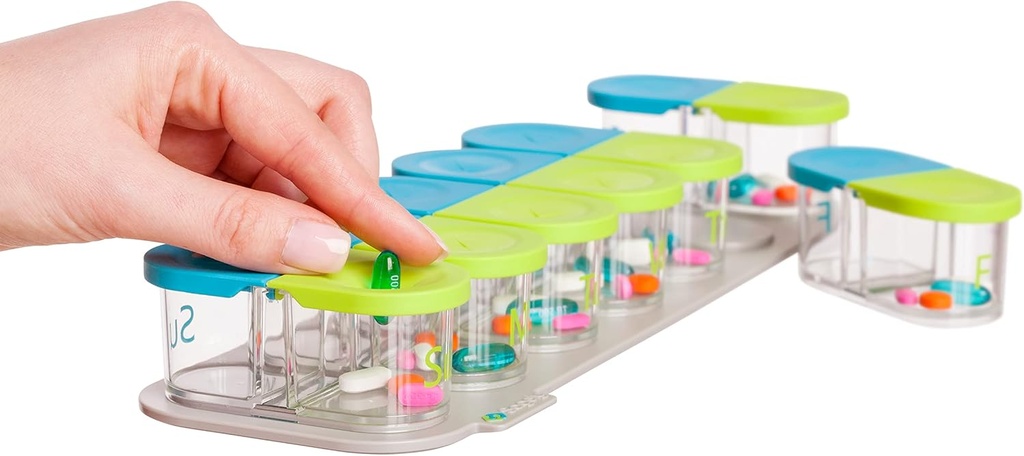 Sagely Smart Aktiv Ukeaktig Pille Box Organizer- AM/PM Pille Planner med gratis app og 7 bevegelige Pods
