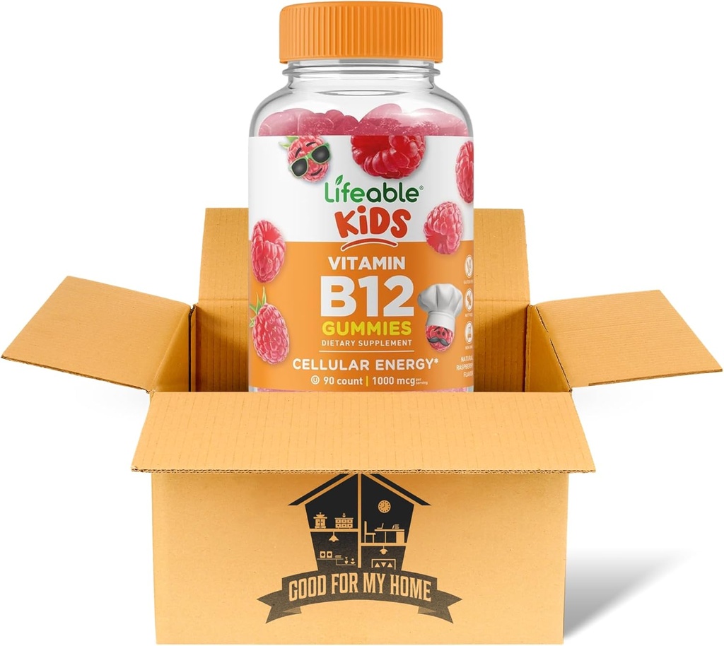 Vitamin B12 Gummies Bundle. Inkluderer én flaske 90 ct levende barn vitamin B12 Gummies. Kosttilskudd, Glutenfri, Ikke Gmo, og Chewable B12 Vitaminer Gummies. Kommer med et godt for min hjem boks!