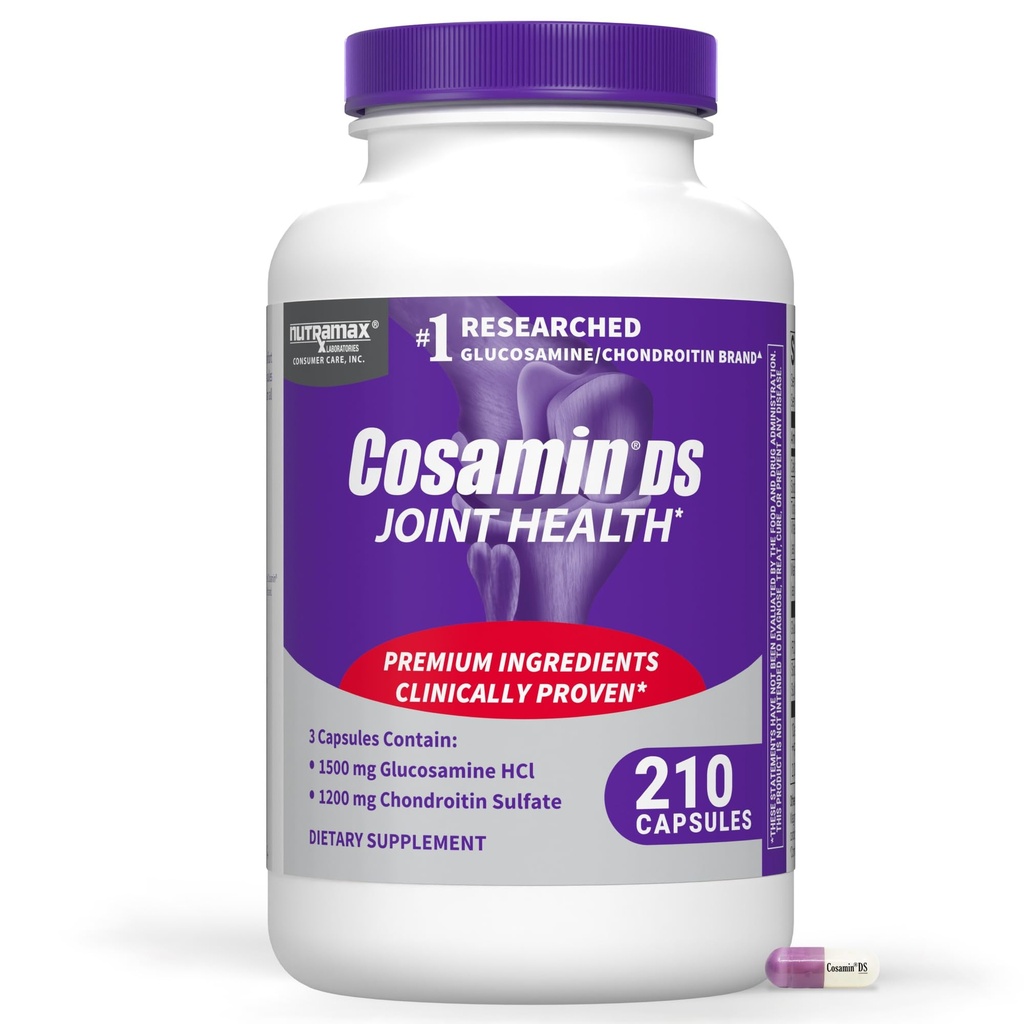 Nutramax Cosamin® DS Joint Health Supplement med glucosamin & Chondroitin for menns og kvinners felles helse, 210 kapsler