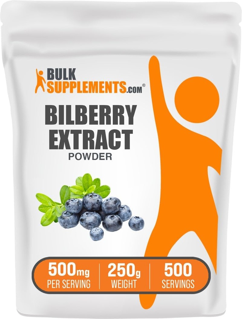 BulkSupplements.com Bilbær Ekstrakt pulver - Bilbær Ekstrakt Supplement, Herbal Supplement - Vegan & Glulten Gratis, 500 mg per servering, 250g (8,8 oz) (Pack of 1)
