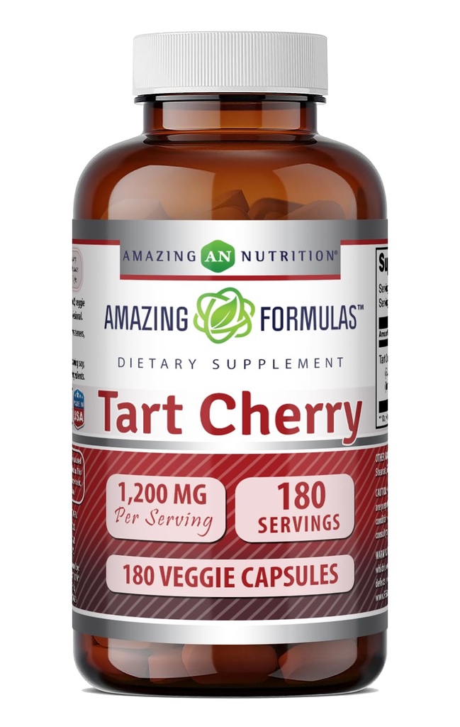 Amazing Formler Tart Cherry 1200 MgPer Serving | 180 Veggie Kapsler Supplement | Ikke-GMO | Glutenfri | laget i USA
