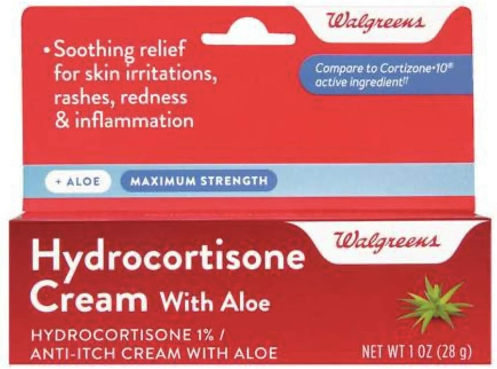Walgreens Hydrokortison med Aloe Cream 1% Maximun Styrke