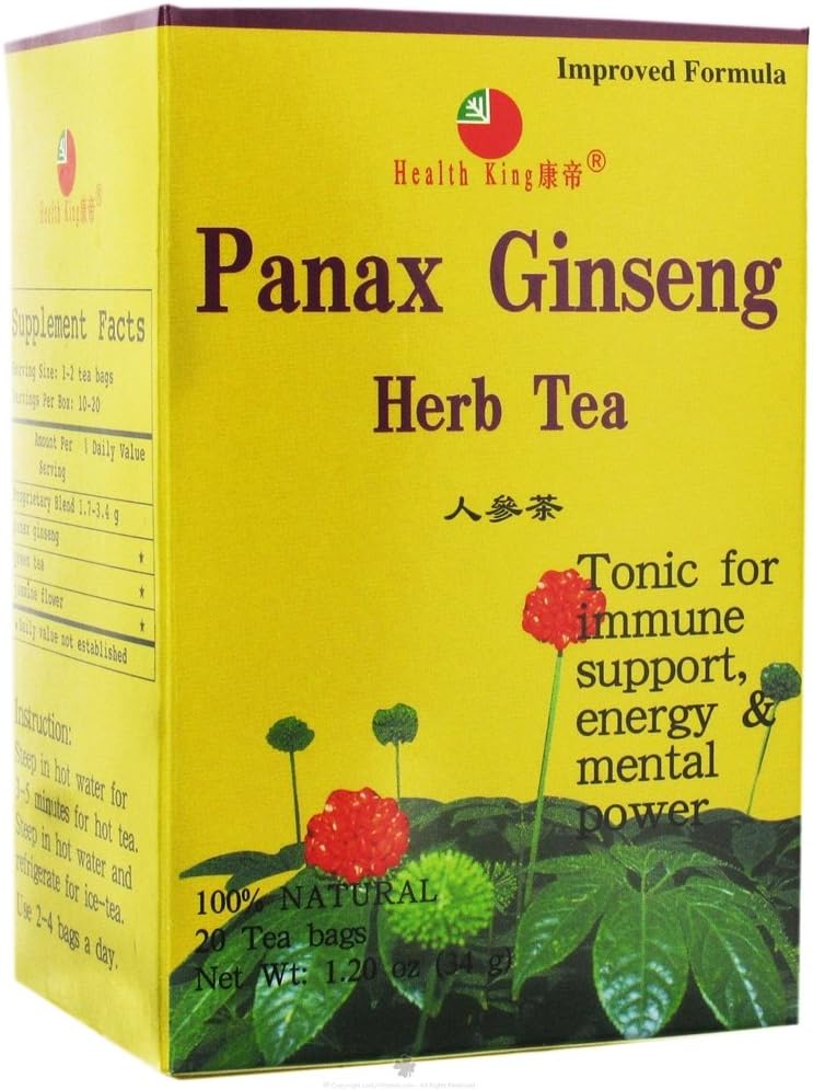 Helse King Panax Ginseng Herb Te, Teposer, 20-Count Box (Pack of 4)