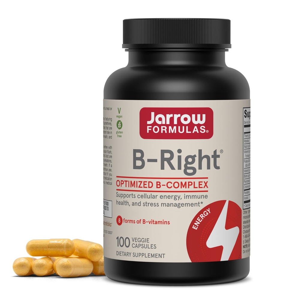 Jarrow Formler B-høyre - 100 Veggie Caps - Lav-Odor Vitamin B-Complex Formula - Energi og metabolisme Støtte - fremmer hjerne, hjerte og kardiovaskulær helse - 100 Serveringer