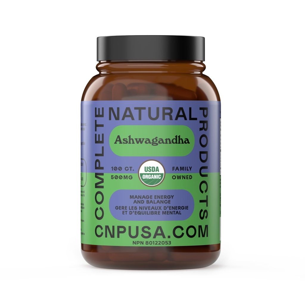Organisk Ashwagandha Kapsler - 100 Kapsler 500mg ren organisk Ashwagandha Supplement for beroligende støtte