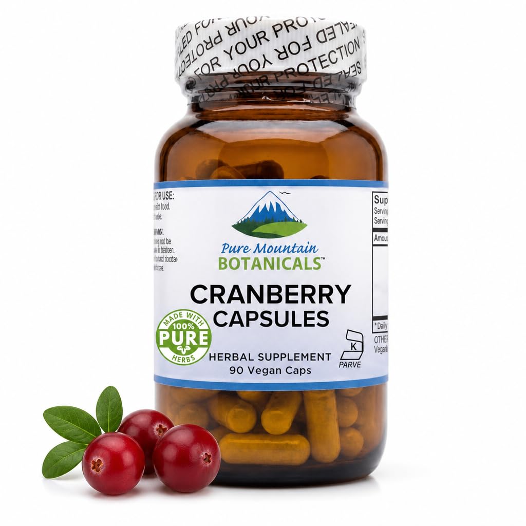 Pure Mountain Botanicals Cranberry Piller Kosher Vegan Capsules med 400 mg Cranberry Concentrate Extract Supplement