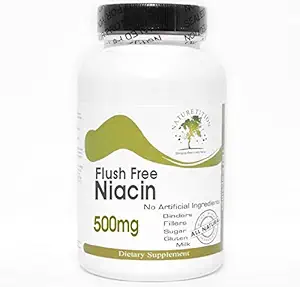 Flush Gratis Niacin 500mg ~ 90 kapsler - Ingen tilsetningsmidler ~ Naturlig kosttilskudd