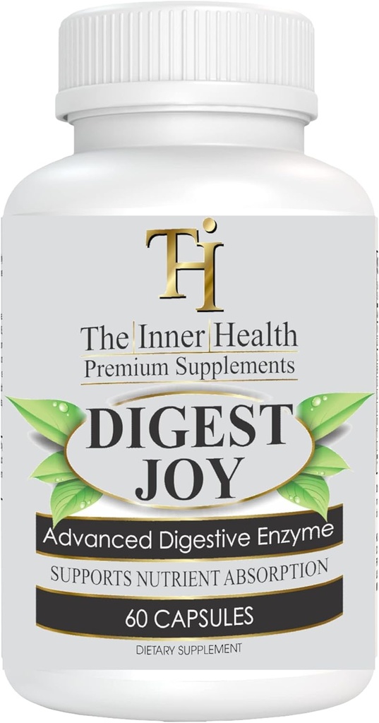 Digest Joy - Avansert Enzyme Blend for Optimal Digestion Support - Amylase, Lipaine, Bromelain, Protease,Lactase og andre Enzymes(60 Grønnsaker Caps)