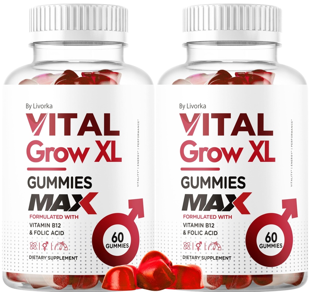 (2 Pack) Vital Grow XL Mann Gummies - menns ytelse Gummies 1050MG Vital GrowXL Blend, Vital Gummy Avansert Gomitas Formula, 120 Gummies i 2 måneder