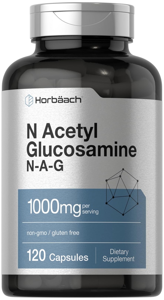 Horbaach N-Acetyl glukosamin 1000 mg | 120 kapsler | N-A-G Supplement piller | Ikke-GMO & Glutenfri
