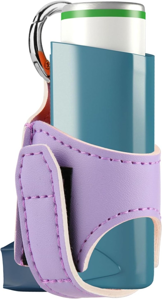 Beautyflier Astma Inhaler Holder PU Leather Reise Handy Holder for voksne og barn, Inhaler Ikke inkludert