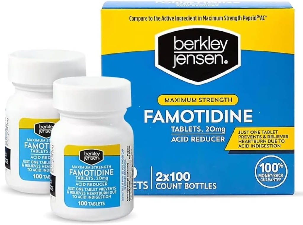 berkley jensen Maksimal styrke famotidin 20 mg - (200 greve), syre Reducer Tabletter, lindrer måltid-indusert hjertebrann og syreindustasjon symptomer, hele dagen hjertebrann Forebygging og relief