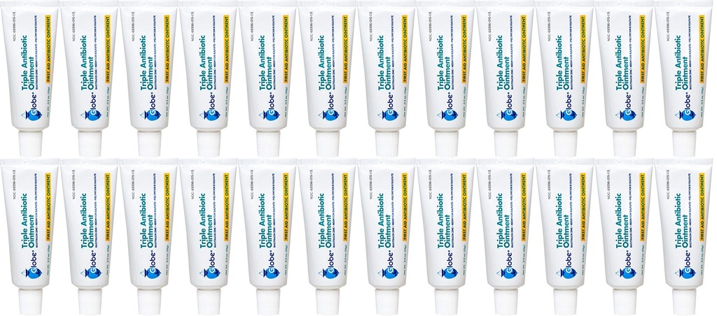 Globe Triple Antibiotic First Aid Ointment, 0.5 oz (24-Pack) First Aid Antibiotic Ointment, 24-timers infeksjonsbeskyttelse, sårbehandling for mindre Scrapes, Burns and Cuts