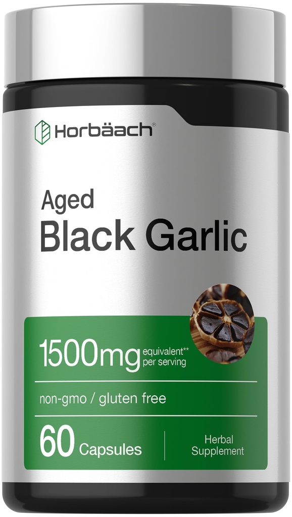 Horbäach Alders hvitløk Ekstrakt kapsler 1500 mg | 60 greve | Fermentert Supplement | Ikke-GMO, Glutenfri