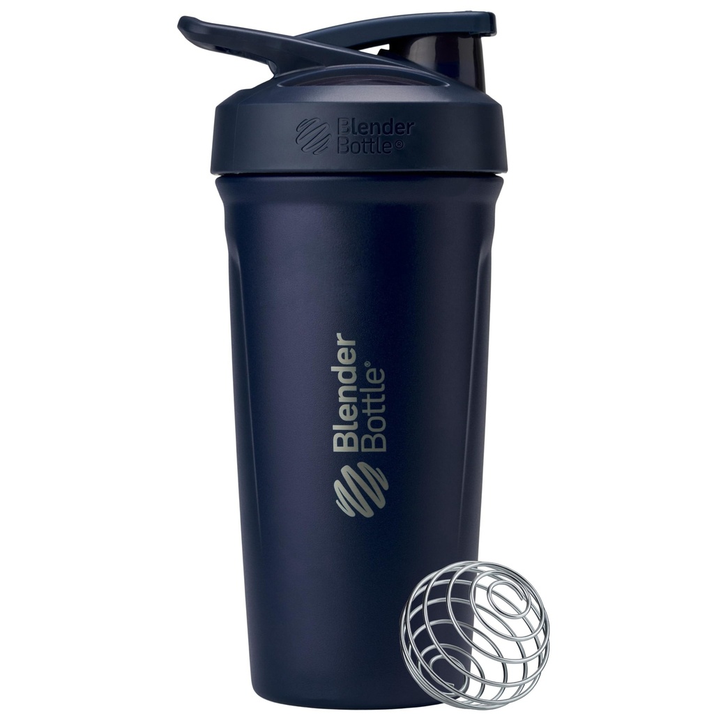 BlenderBottle Sport Isolert rustfritt stål Shaker flaske med Wire Whisk, 24-Ounce, Navy - Protein Shakes & Hydration for åleter & Fitness Entusiasts, enkel blanding, holder drikker kalde, låsbare Lid