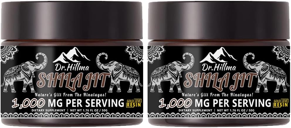 Pure Shilajit Resin, Autentisk Golden Grade A,1000mg Maksimal potens organisk naturlig Shilajit Resin med Fulvic Acid for energi, Immune Support,50 Grams,2 Pack