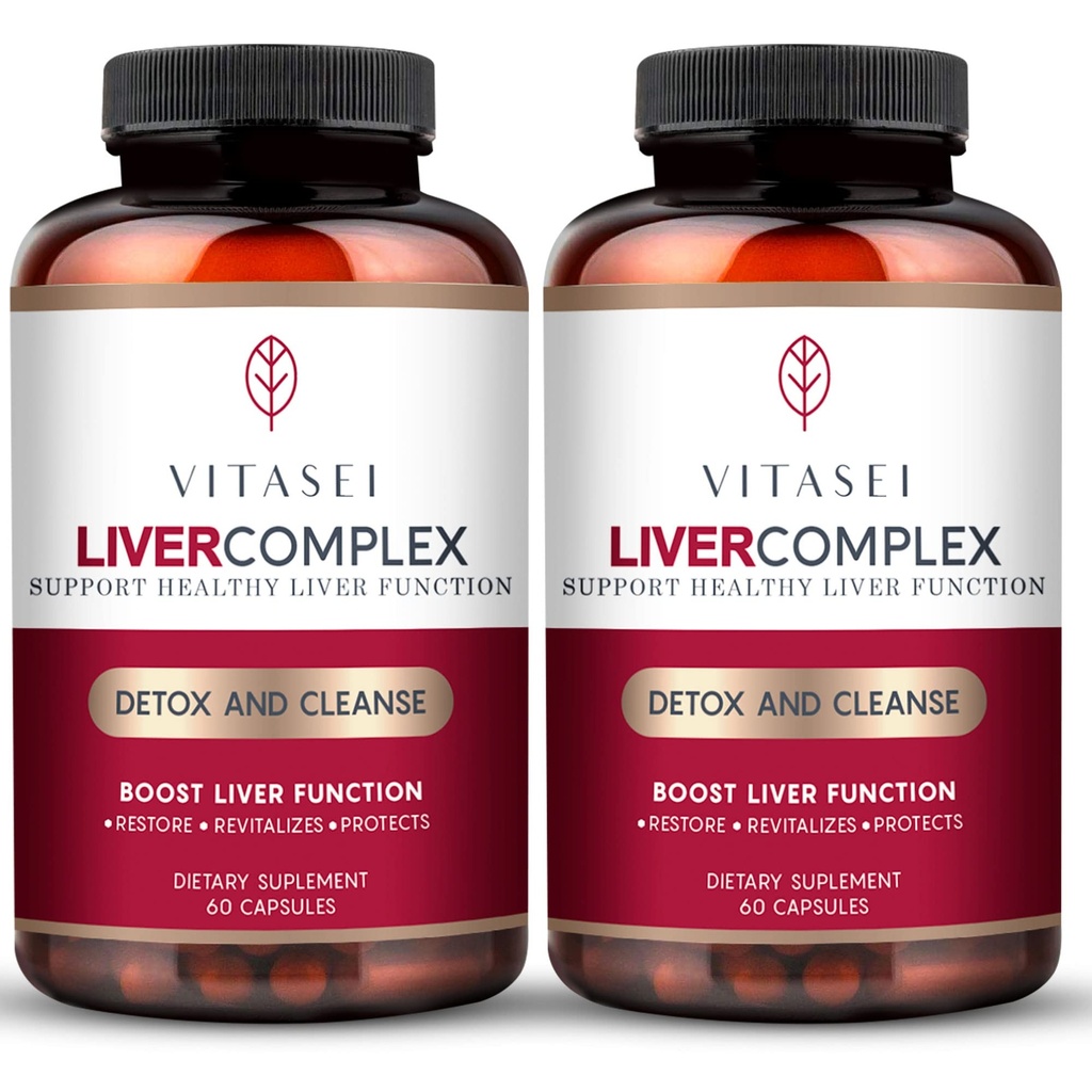 VITASEI Liver Cleanse Detox & Reparasjon, Liver Complex W / Milk Thistle ekstrakt, Garcinia, Curcumin C3, støtte herbal kosttilskudd, Detox formel for kvinner og menn, 60 kapsler (pakke med 2)