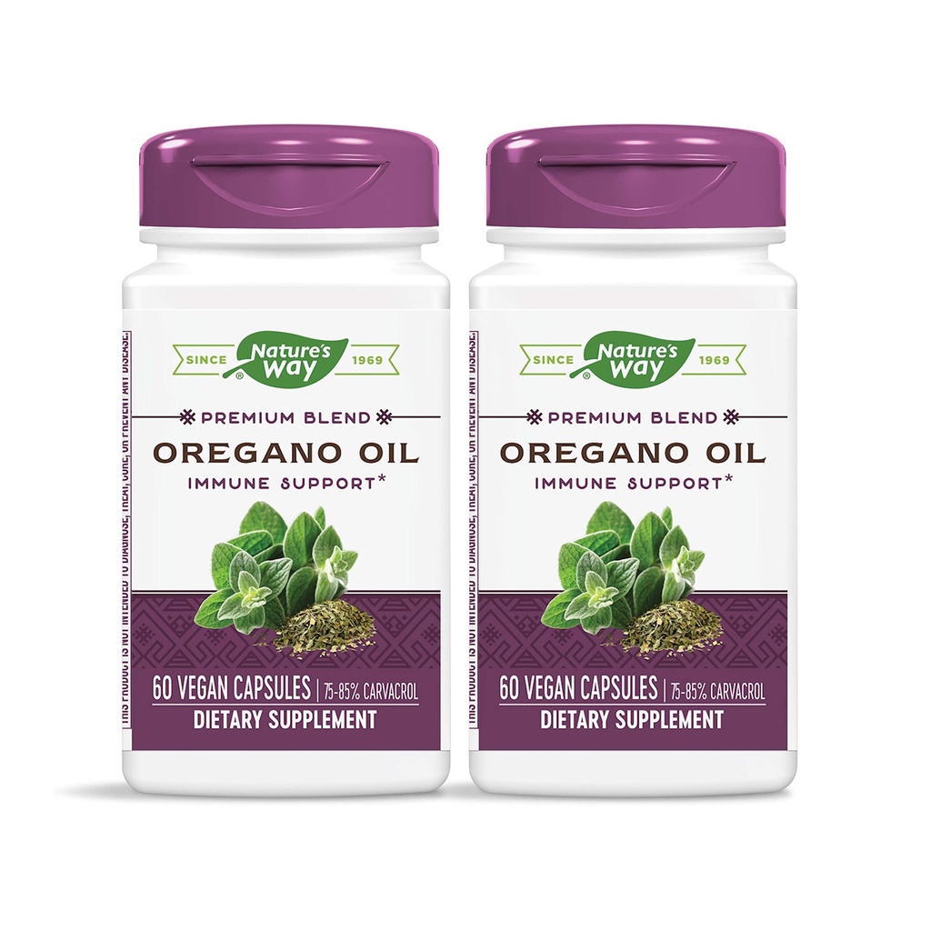 Naturens måte Oregano olje 75-85% Carvacrol per kapsel, vegetarisk, 60 vegetariske kapsler, pakke med 2