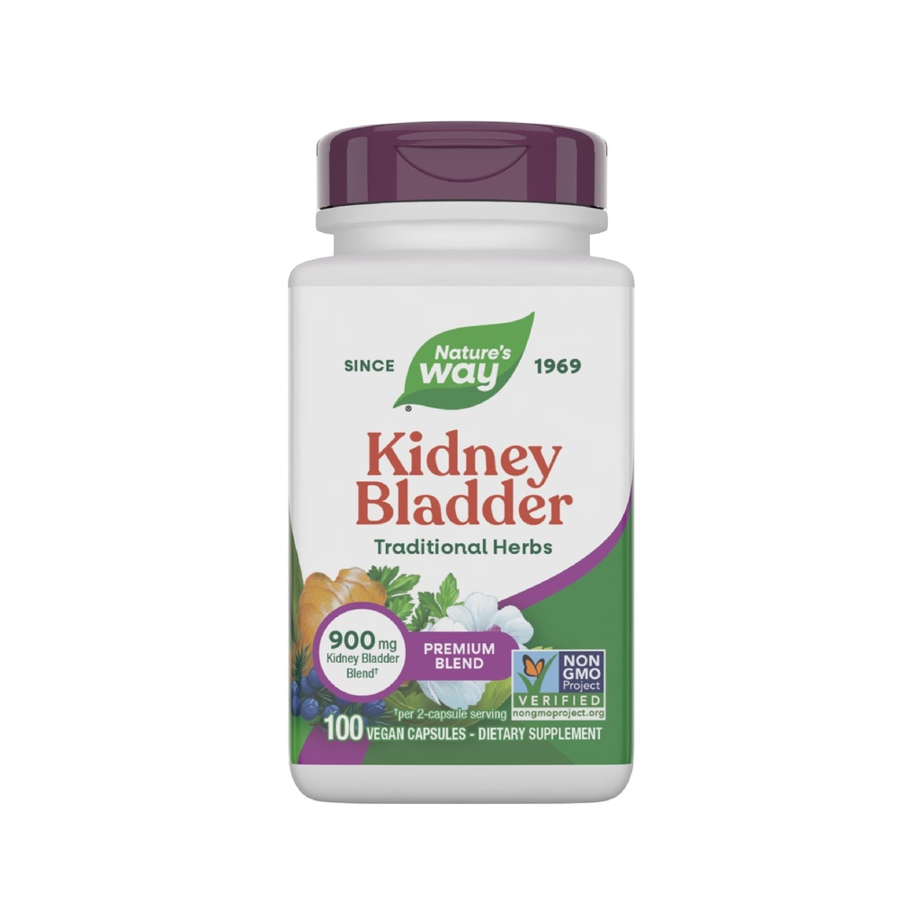 Naturens måte Nyre Blader Premium blanding, Tradisjonell urter Supplement, 900 mg per 2-kapsule servering, ikke-GMO prosjekt verifisert, Vegansk, 100 kapsler (pakke May Vary)