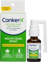 Canker-X Mouth Sore Spray, Munnsmerter Relief fra Canker Sores, Burns & mer, Ingen brenning & Numbing, Benzocaine-fri & alkoholfri munn Ulcer behandling, målrettet Spray Nozzle, 0,51 Fl. Oz.