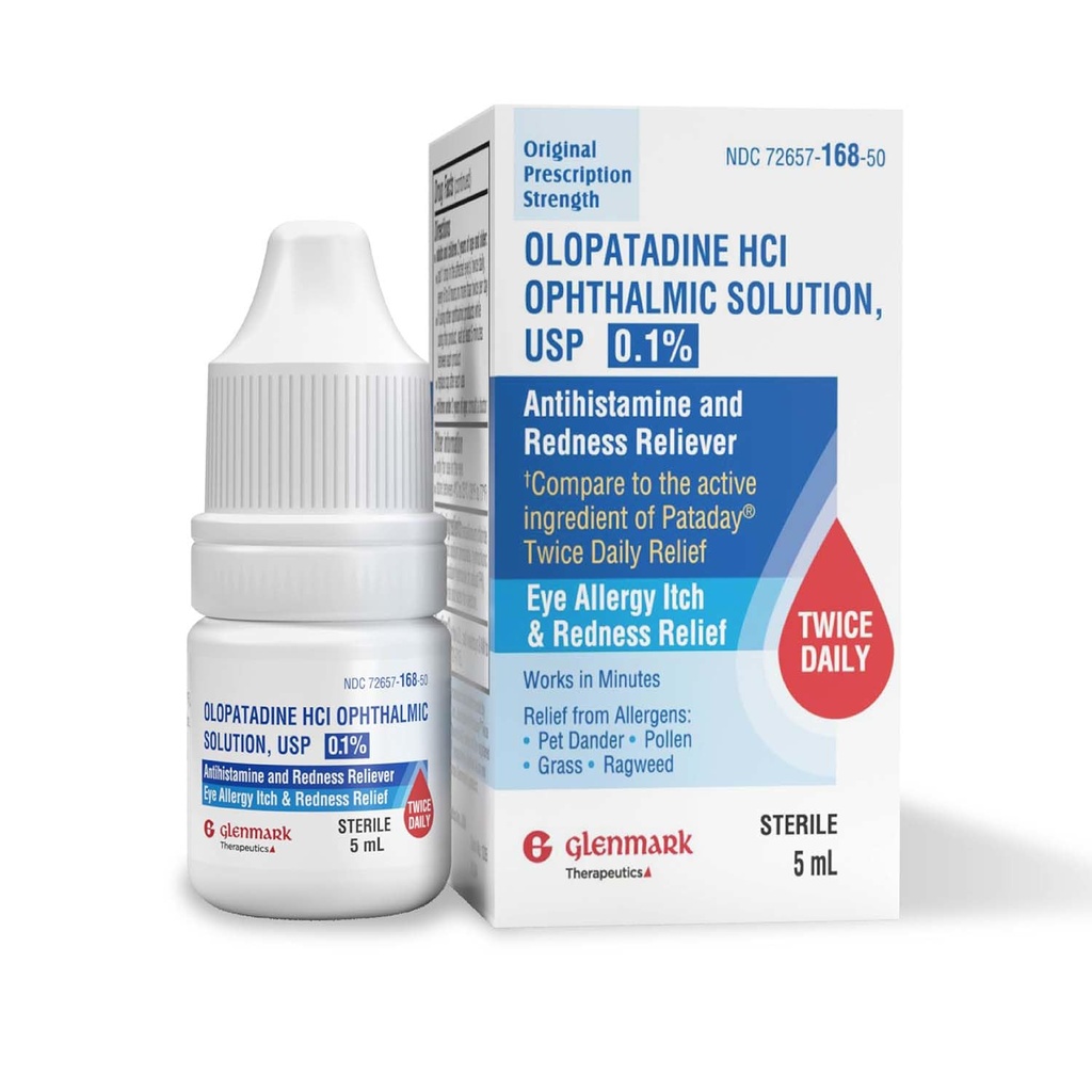 Glenmark Therapeutics Olopatidine Eye Drops for Allergier, Rødhet Relief, Antihistaminer Øyedråper, Allergi Relief fra Pet Dander, Pollen, Gras, Ragweed, Works in Minutes, Olopatidin HCl 0,1%, 5ml