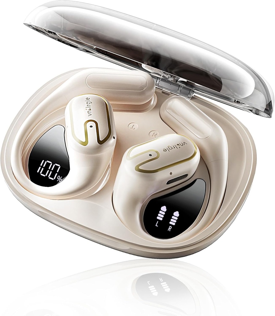 Åpen øretelefoner øretelefoner trådløs - 5.4 Bluetooth ørepropper med LED digital skjerm IPX7 vanntett, trådløse hodetelefoner berøringskontroll luftforbrenning Stereo lyd med 18.2mm drivere 80H spilletid