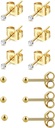6Pairs 2mm / 3mm Kirurgisk stål Hypoallergenic Piercing Studs, 20G 14K Ekte gull fylte små øredobber sett for flere hull piercing (Cubic Zirconia, Pearl, Ball)