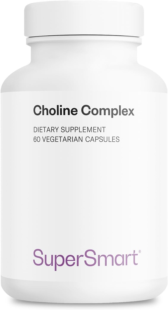 Supersmart - Choline Complex (Patented & High Strength) - med Choline Bitartrate, GPC Choline & CDP Choline - høy styrke Choline kosttilskudd ikke-GMO & Glutenfri - 60 vegetariske kapsler