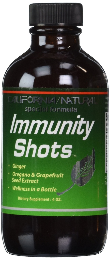 California Natural Immunity Shots 4oz Flaske Zink, Organic Ginger Root, Oregano Oil - Potent & ren immunsystem Booster - immunsystemstøtte (pakke av 1)