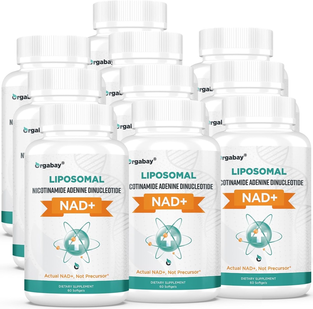 Orgabay Liposomal NAD+ Supplement 500 mg, høy absorpsjon, økt NAD + med TMG 250 mg, faktisk NAD Plus mer effektiv enn Nikotinamid Riboside, støtte Cellular Energy, sunn aldring | 600 Softgels