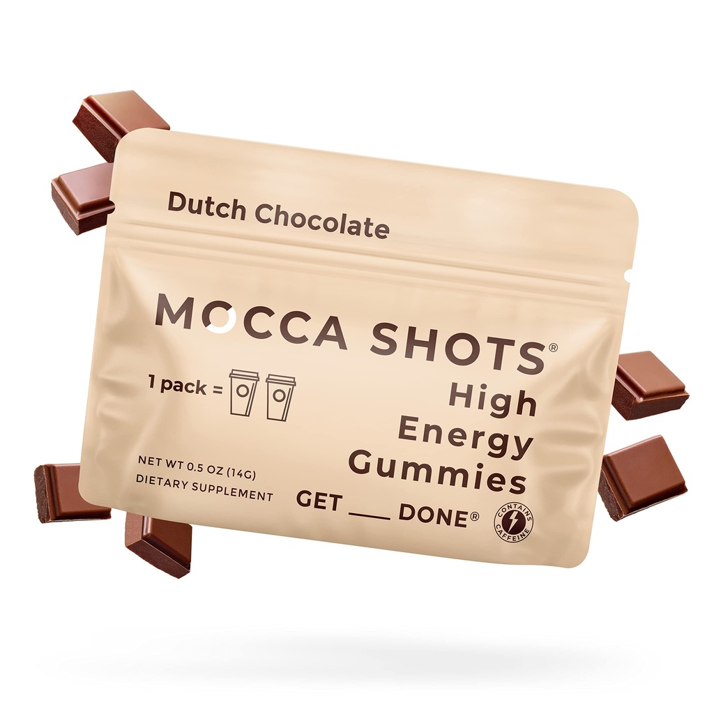 SGC Seattle Gummy Company Koffein Energi Gummies 12-Pack, Nederlandsk Sjokolade Mocca Energi Chews, Nootropic, Vegan, Plantebasert, Glutenfri, 200 mg Koffein