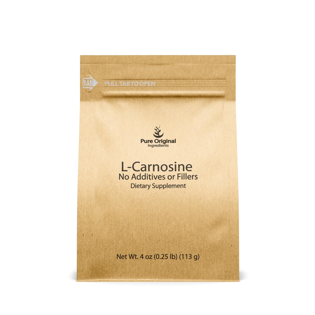 PURE ORIGINALE INGREDIENTS L-karnosinpulver (4 oz), kosttilskudd, Lab-Verifiserte, Ingen tilsetningsmidler eller fyllstoffer