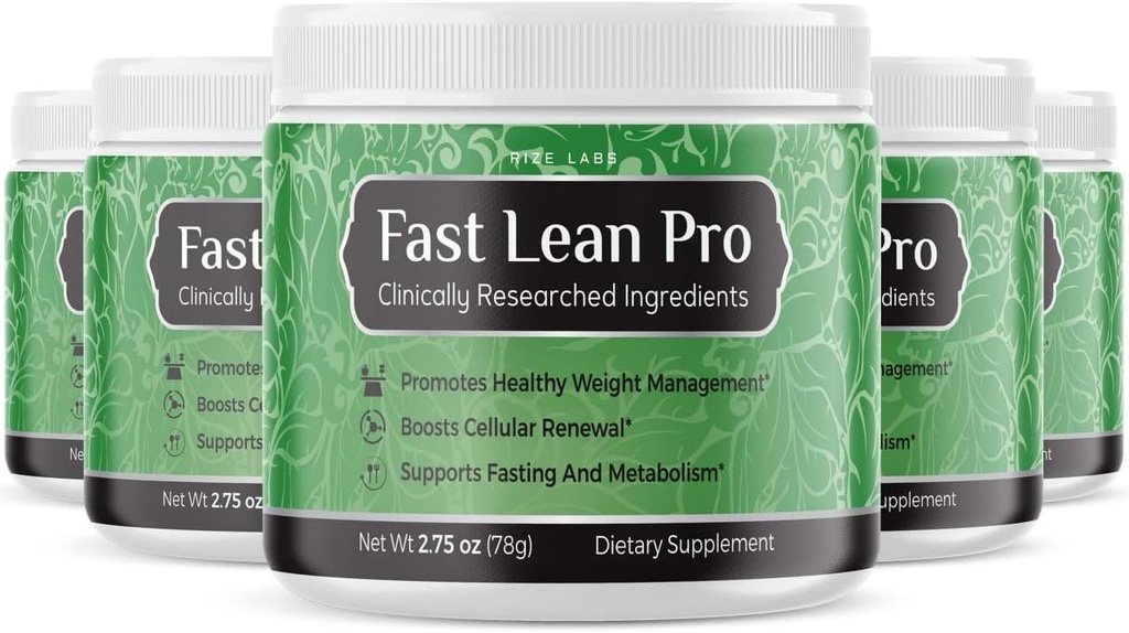 rize labs Fast Lean Offisiell Pro Advanced Formula Supplement, Hydration BCAA Drikkekapsler i en Jar, Lett å Scoop og smaker Flott - Pakke med 5(120 Serveringer)