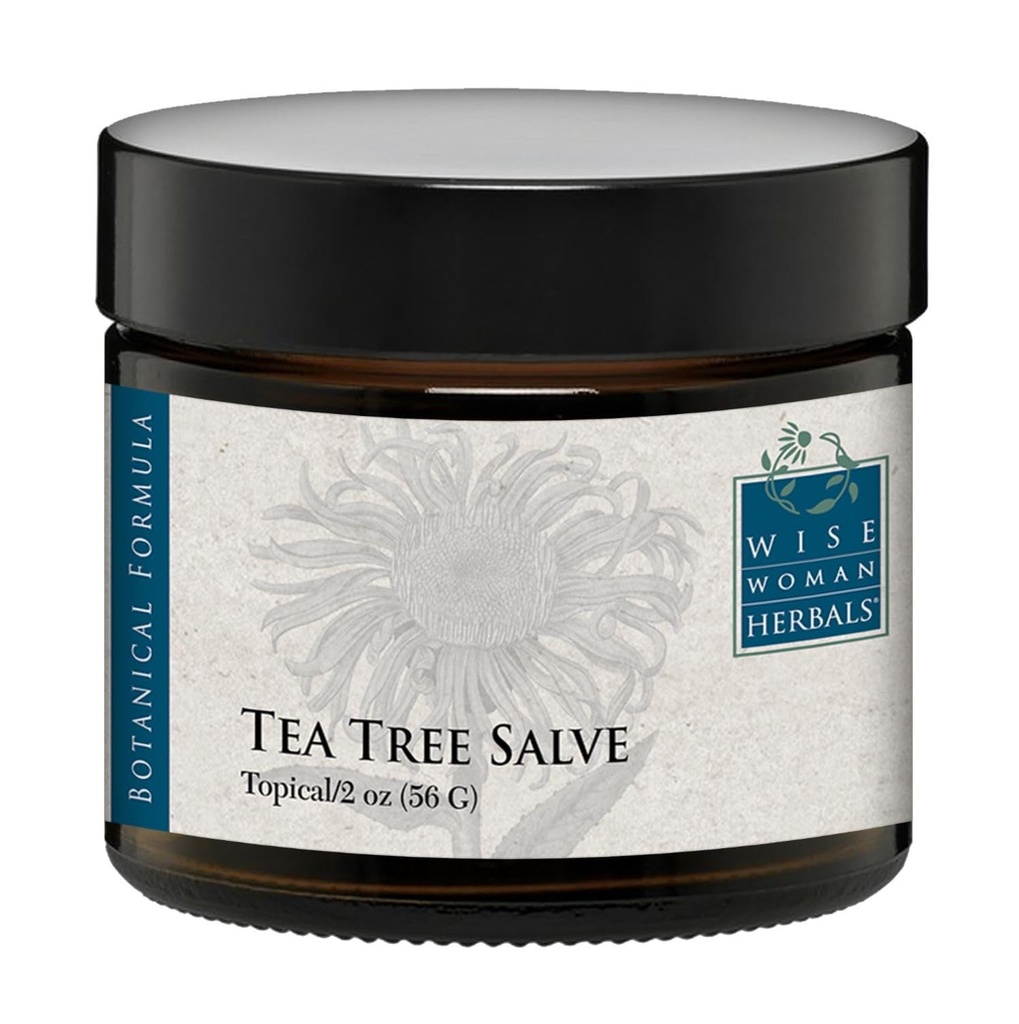 Wise Woman Herbals - Tea Tree Salve - 2 Oz - Naturlig bistand for vanlige årsaker til hudødeleggelse, fremmer normal sunn hud, bidrar til å hjelpe tørr kløende hud og irritasjon på tånegler, negler og kropp