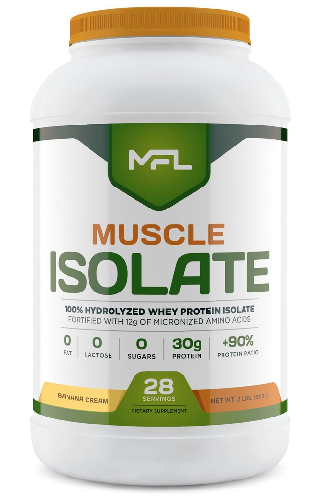 MFL 100% Isolate Protein l 30g protein l 12g Aminosyrer l Keto Vennlig l Lave karbohydrater l 2 lbs. (Banana Cream)