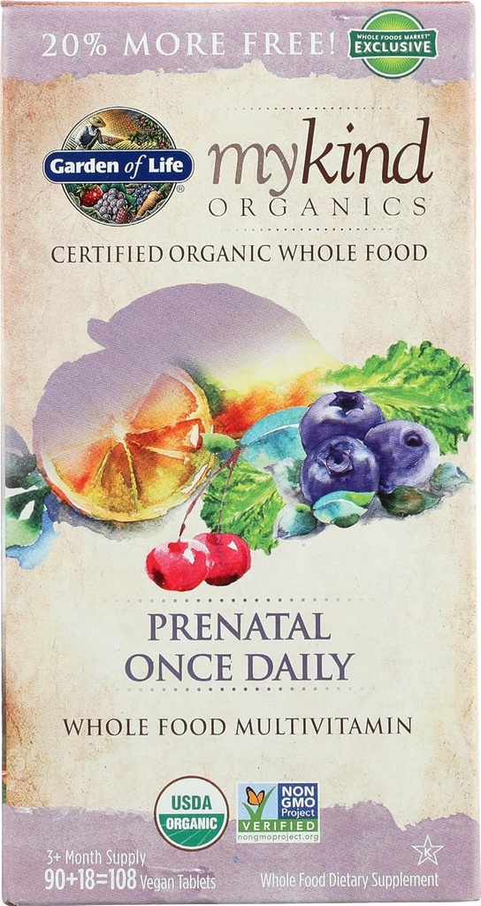 Hage of Life Organic Mykind Prenatal En gang daglig, 108 CT