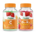 Livbar vitamin C 1050mg + vitamin D3 + vitamin K2, gummier Bundle - Great Tasting, vitamin Supplement, Glutenfri, GMO Gratis, Chewable Gummy