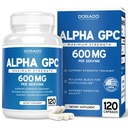 Alpha GPC Choline Capsules - 120 greve, 600 mg Services (Brain Support Aid som støtter fokus, minne, motivasjon, & energi (tredeparts testet, vegansk trygt laget i USA) Brain Support Supplement