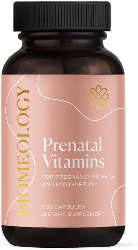 Prenatal vitaminer - Metylert graviditet Multivitamin med biotilgjengelige næringsstoffer - Mor og baby ernæring, Fetal utvikling w Metylfolat, Choline, sink, vitamin D (120 kapsler)