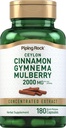 Piping Rock Ceylon Cinnamon Gymnema Mulberry Complex | 2000mg | 180 kapsler | Herbal Supplement | Konsentrert ekstrakt | Ikke-GMO, Glutenfri