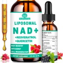 NAD Kosttilskudd for kvinner og menn, Liposomal NAD Nicotinamid Riboside Resveratrol 900mg, TMG, Quercetin, vitamin B3, organisk flytende NAD Resveratrol Supplement for lang tid, energi, anti-aldring, Fokus