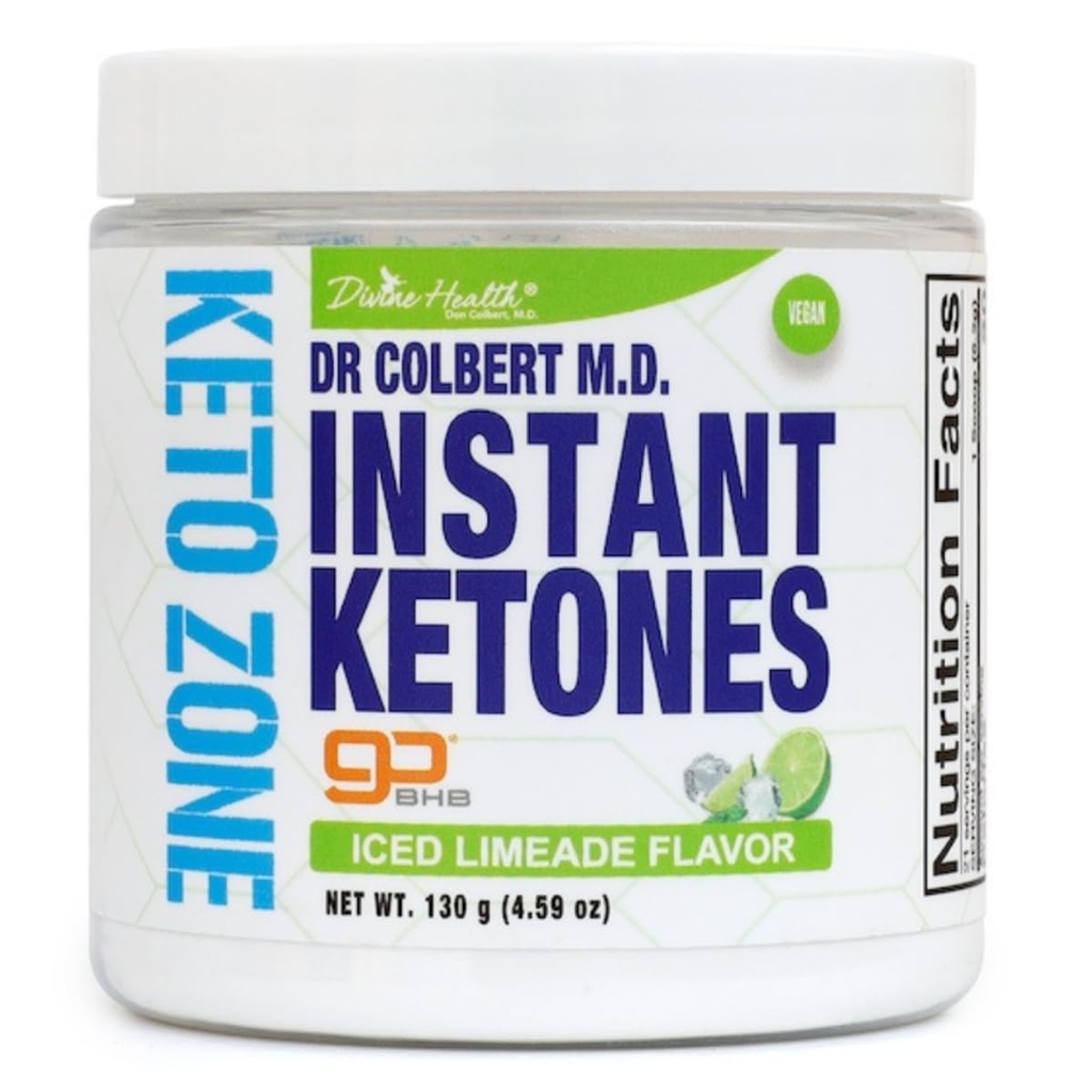 Gudomlig helse Dr Colbert MD Instant Ketoner pulver | Limeade Flavor Anbefalt i Keto Zone Diet Book | GoBHB Exogenous BHB Ketone Salts |