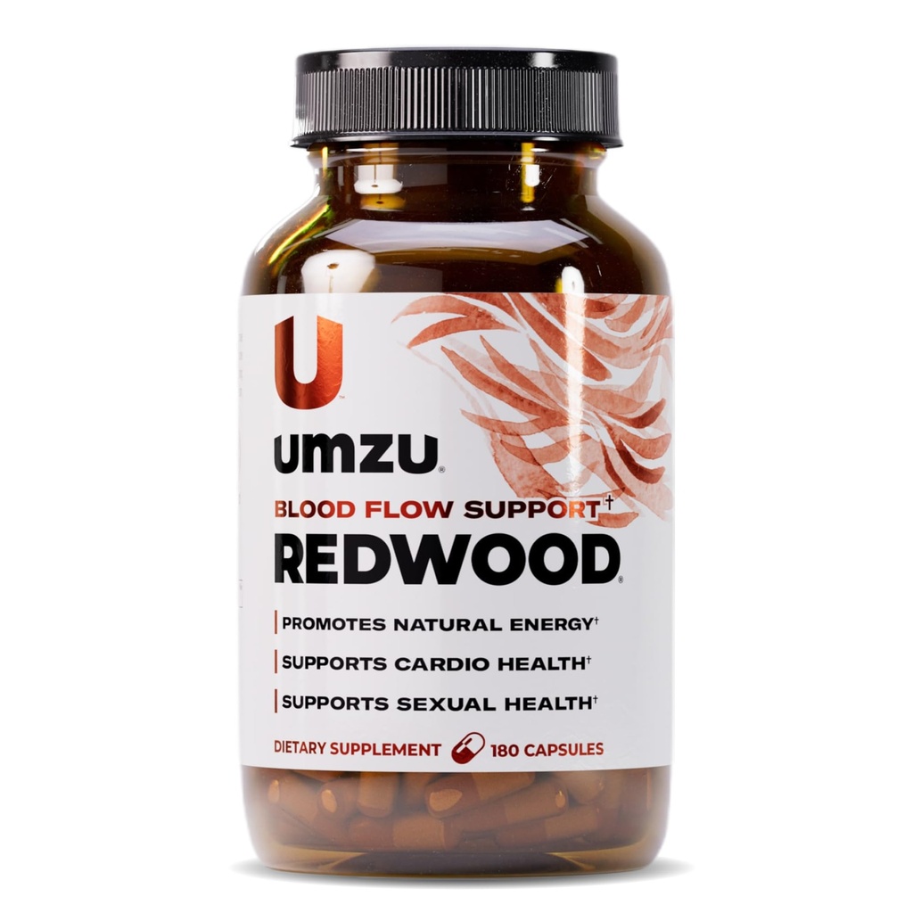 UMZU Redwood Blood Flow Nitric Oxid Supplement for menn og kvinner, blodtrykk, sirkulasjon, Stamina, Energi (30 dagers forsyning)