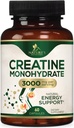Kreatin Monohydrat Capsules 3000mg – beste mikronisert kreatinpulver - støtter Lean Muscle, styrke, energi, og utholdenhet - Naturens kosttilskudd, ikke-GMO, Glutenfri for kvinner og menn - 60 kapsler