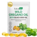 Oregano oljekapsler, 2 i 1 olje av Oregano med svartfrøolje, Oregano oljetilskudd kapsler, organisk olje av Oregano ekstrakt, ikke-GMO, Glutenfri
