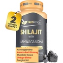 Herbtonics Shilajit for menn og kvinner med Ashwagandha, koreansk rød Ginseng, Rhodiola Rosea, Ginkgo Biloba, Tongkat Ali  Korean Fulvic Acid & Trace Minerals for Stamina & Immunity | 60 Vegansk Kapsler