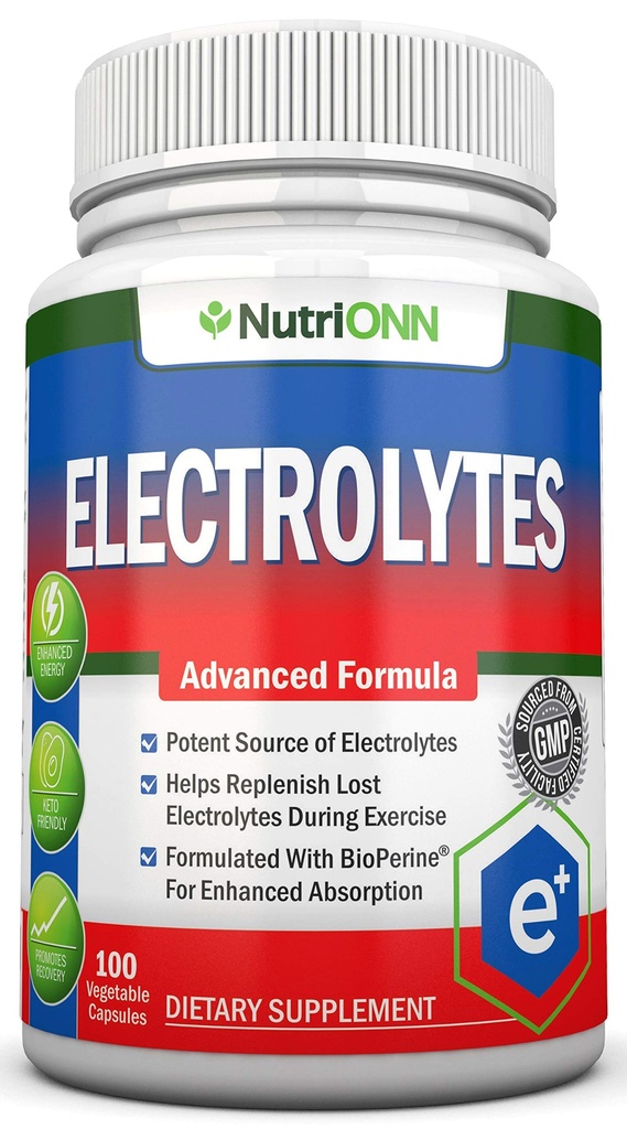 Elektrolytter - 100 naturlige elektrolytte erstatningskapsler - Premium Keto vennlige piller - Ingen sukker - Flott for Hydrasjon, Fornyelse og revitalisering - Trace Minerals Kalium, Magnesium, Natrium Salter